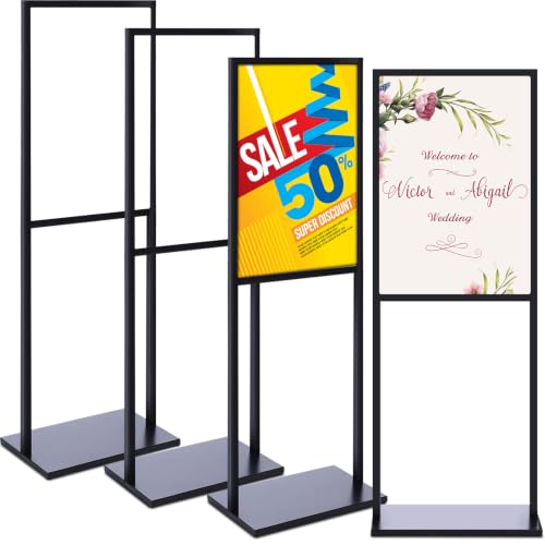 Blulu 4 Pack Poster Stands for Display 24x32in Heavy Duty Sign Stand Slide-in Banner Sign Holder up to 9.47 Lbs Double Side Poster Holder with Non-slip Mats for Business Store Display