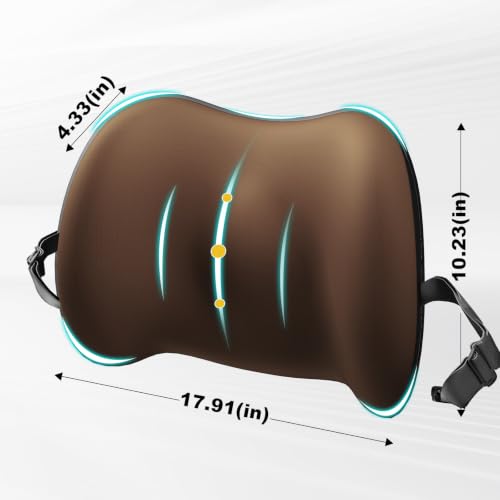 Image of Cooling Lumbar Support Pillow for Car, Memory Foam Car Back Cushion | Cool-Touch Car Seat Back Pillow for Driving, Adjustable Strap, Cool-Touch Ergonomic Lower Back Support Pillow, Office Chairs