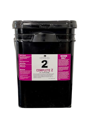 Whitetail Hill Complete 2 Food Plot Seed Mix for Deer, All Star Blend of Brassicas, Ceral Grains, Clovers, and Austrian Winter Peas, Cold Hardy, Late Season Plot (2 Acres (24 lbs))