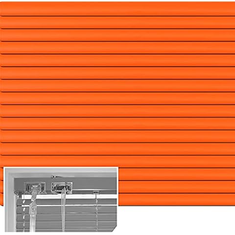 Dekologi Aluminium Jalousie nach Maß, Breite 100 x 80 cm Höhe, Farbe 1219 orange, Decken Cover