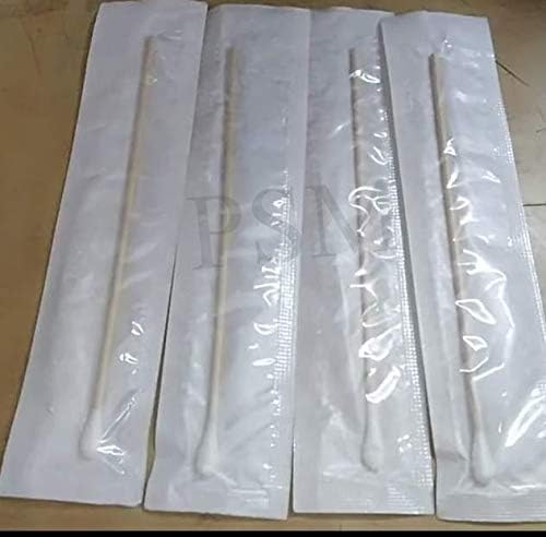 PSM® Wooden 6 Inch Sterilized Swab Sticks (Pack of-100 Pieces)