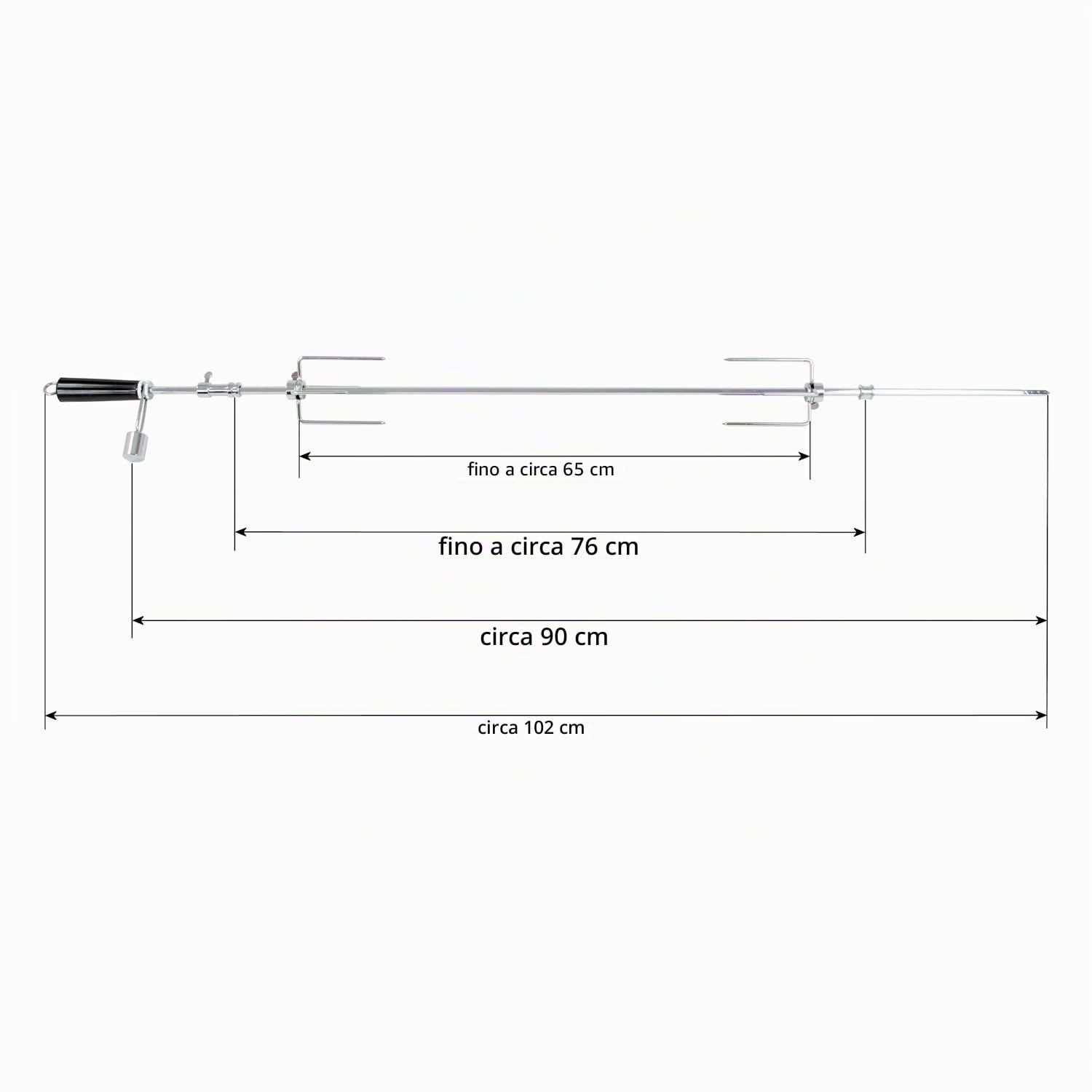 BBQ-Toro Set di spiedini per barbecue, 90 cm, incl. motore in acciaio inossidabile, 220V - 240V, spiedo rotante, girarrosto, spiedo rotante