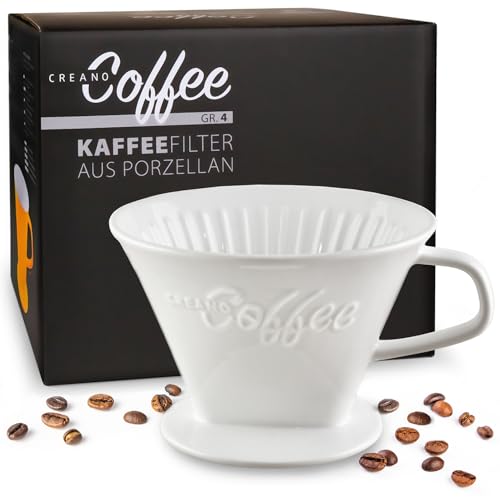 Creano Porzellan Kaffeefilter - Filter Größe 4 für Filtertüten Gr. 1x4 - Weiß Creano Porzellan Kaffeefilter - Filter Größe 4 für Filtertüten Gr. 1x4 - Weiß