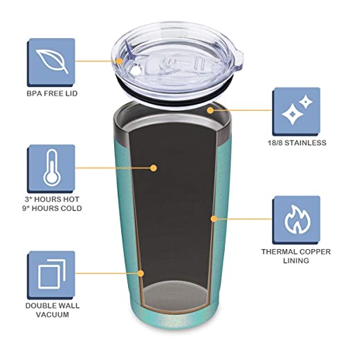 Civago 20Oz Insulated Stainless Steel Tumbler, Coffee Tumbler With Lid And Straw, Double Wall Vacuum Travel Coffee Mug, Powder Coated Spill-Proof Tumbler Cup For Hot And Cold Drinks (Mint Shimmer,1) #TOP4