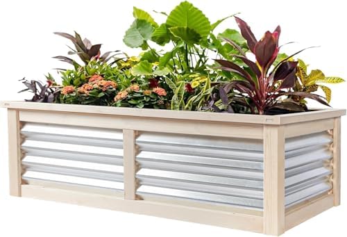 Corrugated Iron Planter Boxes That Will Transform Your Garden Aesthetics 8 STARREY Wood Raised Garden Bed Outdoor Plant Box Planters for Outdoor 4X2X1.2 FT Plants with Galvanized Metal for Herbs Vegetables Flowers Great Patio Deck Balcony