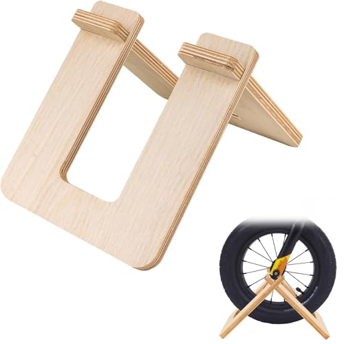 Kiuiom Support De Vélo De Sol pour Enfants,Support De Rangement De Vélo en Bois,Support De Stationnement Extérieur,Présentoir D'Équilibre De Frein,pour Enfants,pour...