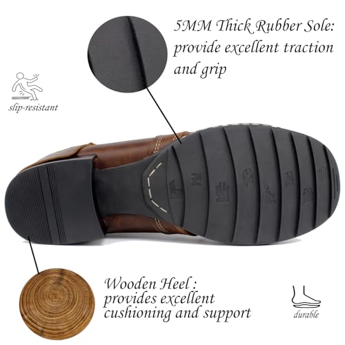 Image of Motorcycle Boots Men CasuaL Riding Leather Motorcycle Combat Boot /Shoes Fashion Lace-up Chukka Boot Ankle Caramel Brown HF002-1