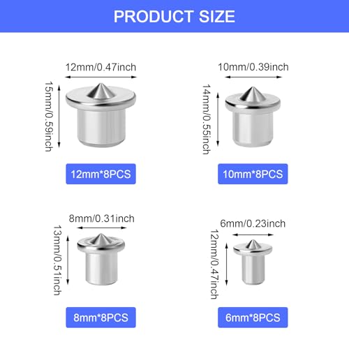 DAWRIS 32 Pcs Dowel Pin Set Woodworking Alignment Tool 6/8/10/12mm Centre Point Set Pins Marker Drilling Hole Tool Silver Carbon Steel 2 DAWRIS 32 Pcs Dowel Pin Set Woodworking Alignment Tool 6/8/10/12mm Centre Point Set Pins Marker Drilling Hole Tool Silver Carbon Steel - Image 2