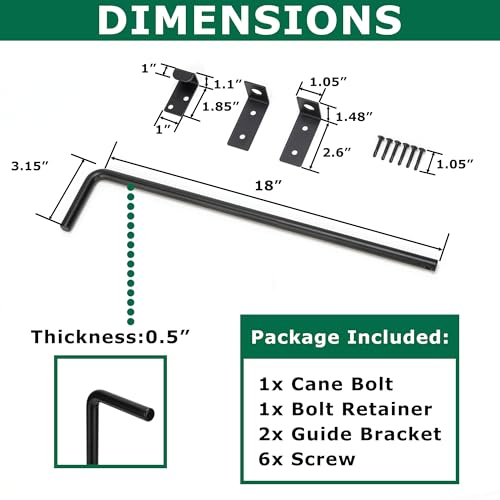 Image of 18 inch Heavy Duty Cane Bolt Gate Drop Rod with Upgraded Design, Square Gate Drop Rod for Wood PVC Vinyl Metal Yard Gate Latch-1 Pack