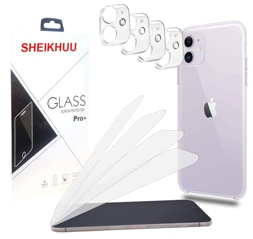 sheikhuu [ 8-pack Screen Protector For iPhone 11, 6.1-Inch, with Camera Lens Protector, Ultra HD Clarity, Anti Scratch, LIFE TIME SUPPORT