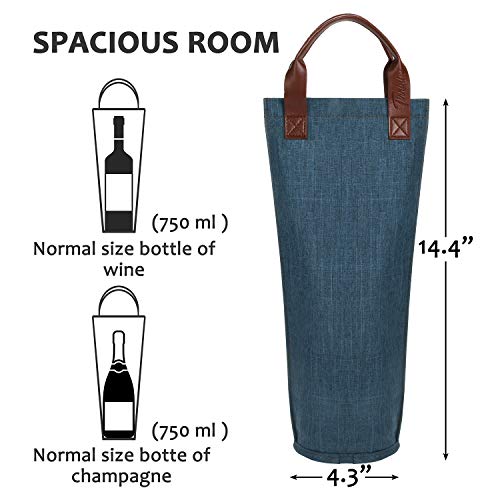 image for Tirrinia Single Wine Tote Bag, Insulated Padded Thermal Wine Bottle Ca