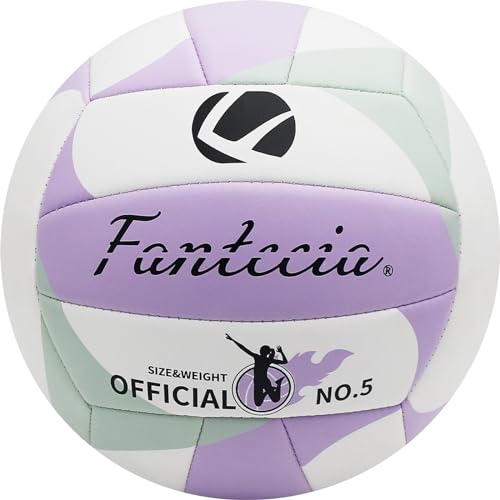 Fantecia Volleyball Größe 5 mit Pumpe, Weiches Leder Beachvolleyball für Outdoor Indoor Spiel, Volley Geschenk für Mädchen Jugendliche Jugend Erwachsene Volley