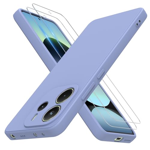 THIYUFUNS Hülle für Xiaomi Redmi Note 14 4G Handyhülle mit 2 Stück Schutzfolie TPU Silikon Liquid Schutzhülle Dünn Weich Cover Stoßfest Bumper für Xiaomi Redmi Note 14 4G - Hellviolett
