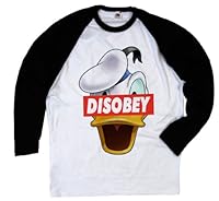 Sevendayz Men's Disobey Donald Duck Long Sleeve Baseball T-Shirt White Black XL 6041005495 Book Cover