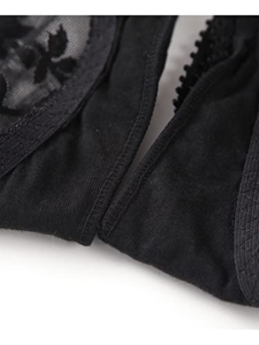 Hularka Men's Sissy Panties Floral Lace High Waist Mesh Briefs Underwear Crossdressing Panty Black Large #TOP5