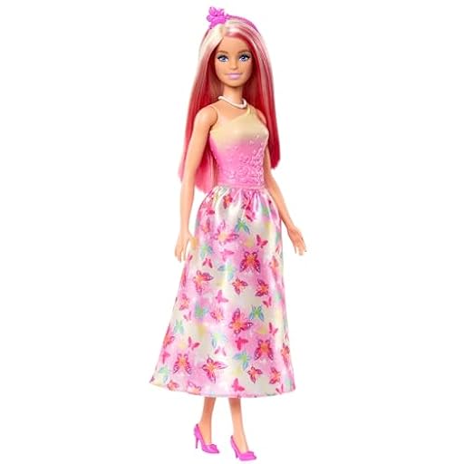 Barbie Princesa Muñeca con Falda de Mariposas Rosa, Diadema y Zapatos, Juguete +3 años (Mattel HRR08) | Ya disponible en tu tienda friki favorita! En mundofriki.es!
