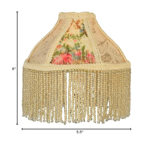 Image of Meyda Lighting 25901 6 inchW Fabric & Fringe Roses Replacement Shade