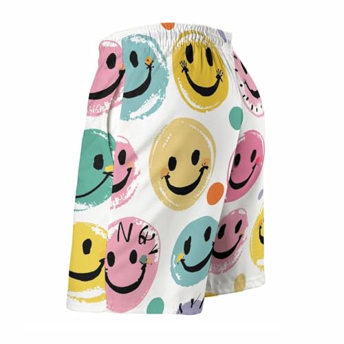 Men's Swim Trunks Pastel Color Smiley Face Quick Dry Beach Shorts Mesh Lined Swimming Shorts with Pockets4