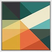 SIGNWIN Framed Canvas Wall Art Yellow, Orange, Black and Green Color Blocks and Triangles Geometric Shapes Illustrations Pop Art Modern Colorful for Living Room, Bedroom, Office - 16