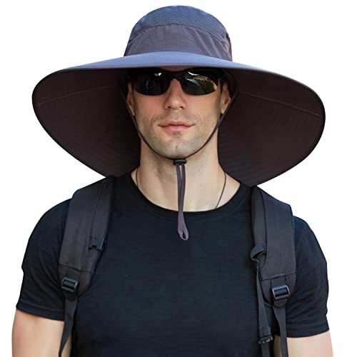 Image of Wide Brim Sun Hat for Men Women UV Protection Ventilated Summer Hats for Fishing Hiking Garden Beach