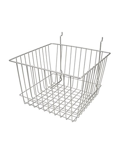 AMKO BSK15/CH Deep Basket - Metal Basket, Chrome Finish, Corrosion Resistance, Ample Storage Space. Retail Store Fixtures and Equipment