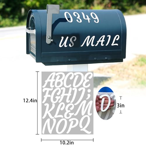 Image of 336 Pieces 16 Sheets Letter Stickers,Self Adhesive Waterproof Mailbox Numbers Stickers,Alphabet Decals for DIY,Bulletin Board,Window,Door,Sign,Bike,Car,Laptop,Scrapbook(White, 3 Inch)