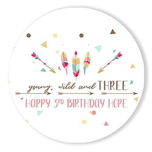 Young Wild and Three Third Birthday Personalized Round Stickers