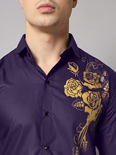 Image of Zombom Men's Regular Fit Cotton Blend Printed Spread Collar Full Sleeve Casual Shirt
