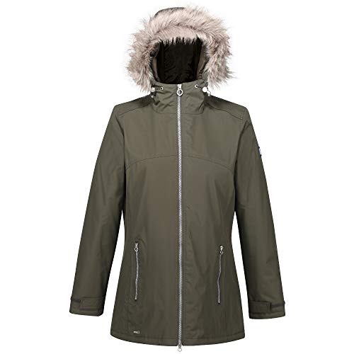 Image of Regatta MYLA Waterproof Breathable Taped Seams Lined Insulated Jacket with Security Pocket Jacket - Dark Khaki/Neutral, 10