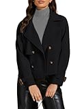 luvamia Women Jacket Oversized Jacket Cropped Women Black Womens Plus Size Jackets Fall Fall Womens Trench Coat Black XX-Large Fits Size 20/22