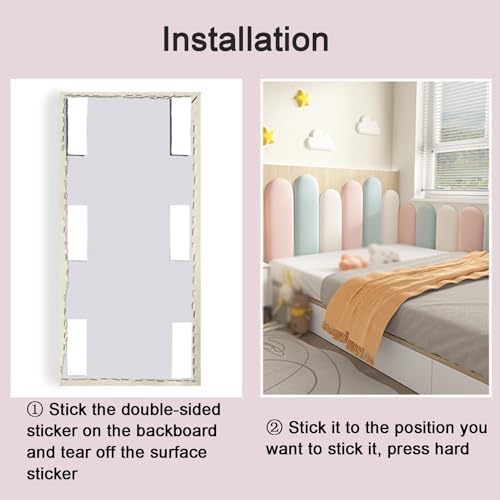 3D Peel and Stick Upholstered Wall Panels, Soundproof Headboard, Removable Anti-Collision Design, Thick 3.5cm, Available in White, Pink, Gray (150x55cm)