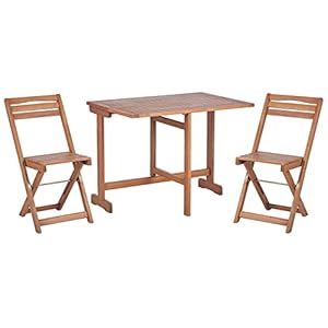 Balkonset Lenola aus Akazienholz, 3-teilig, Hellbraun
