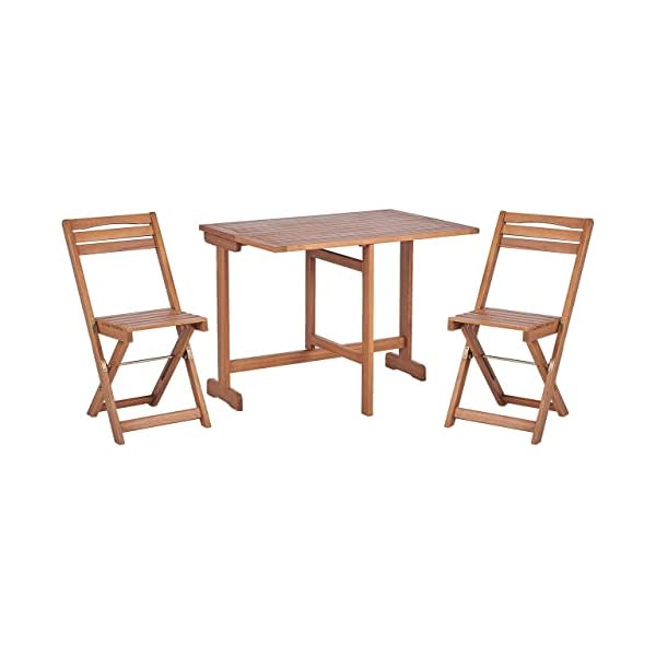 Balkonset Lenola aus Akazienholz, 3-teilig, Hellbraun