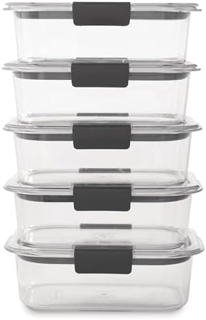 Rubbermaid Brilliance Tritan Plastic Food Storage Containers BPA Free Airtight Lids Ideal for Lunch Meal Prep & Leftovers Set of 5 (3.2 Cup)