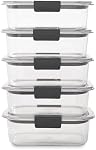 Rubbermaid 10-Piece Brilliance Food Storage Containers with Lids for Lunch, Meal Prep, and Leftovers, Dishwasher Safe, 3.2-Cup, Clear/Grey
