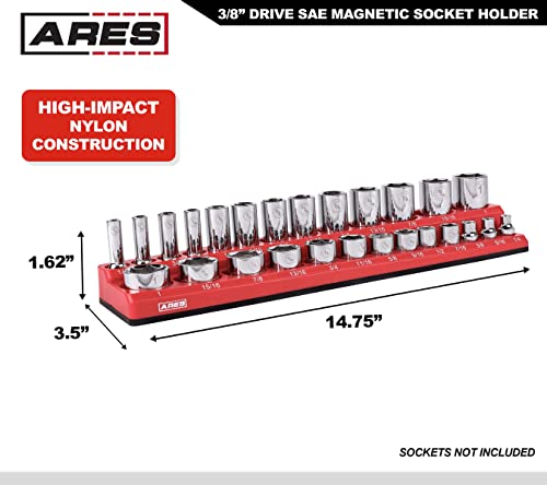 Image of ARES 70234-26-Piece 3 /8-Inch SAE Magnetic Socket Organizer - Holds 13 Standard Size and 13 Deep Size Sockets - Keep Your Tool Box Organized