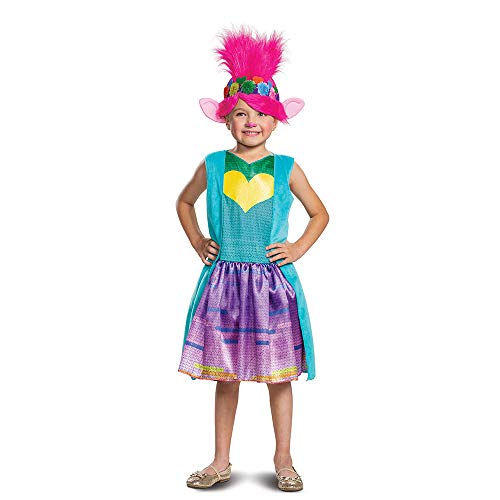 Poppy Troll Costume, Trolls World Tour Rainbow Poppy Costume for Kids with Headpiece, Deluxe Size Small (4-6x)