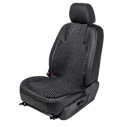 ZONETECH Wood Beaded Seat Cushion Premium Quality Black Car Massaging Double Strung Stress Free (1 Pack)