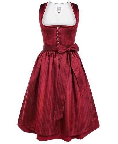 DIRNDLSTERN Damen Midi Rot - Trachtenkleid...