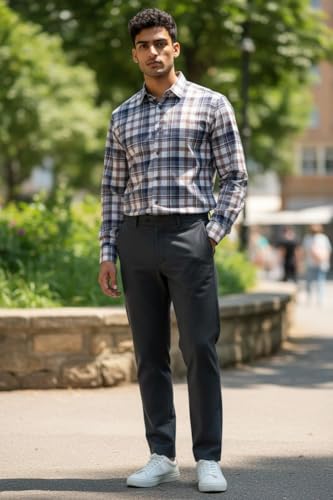 Image of JHABAK'S Cotton Blend Unstitched Checkered Fabric for Men - 2.35m Shirt Piece / 3m Kurta Piece - Width 36 Inches