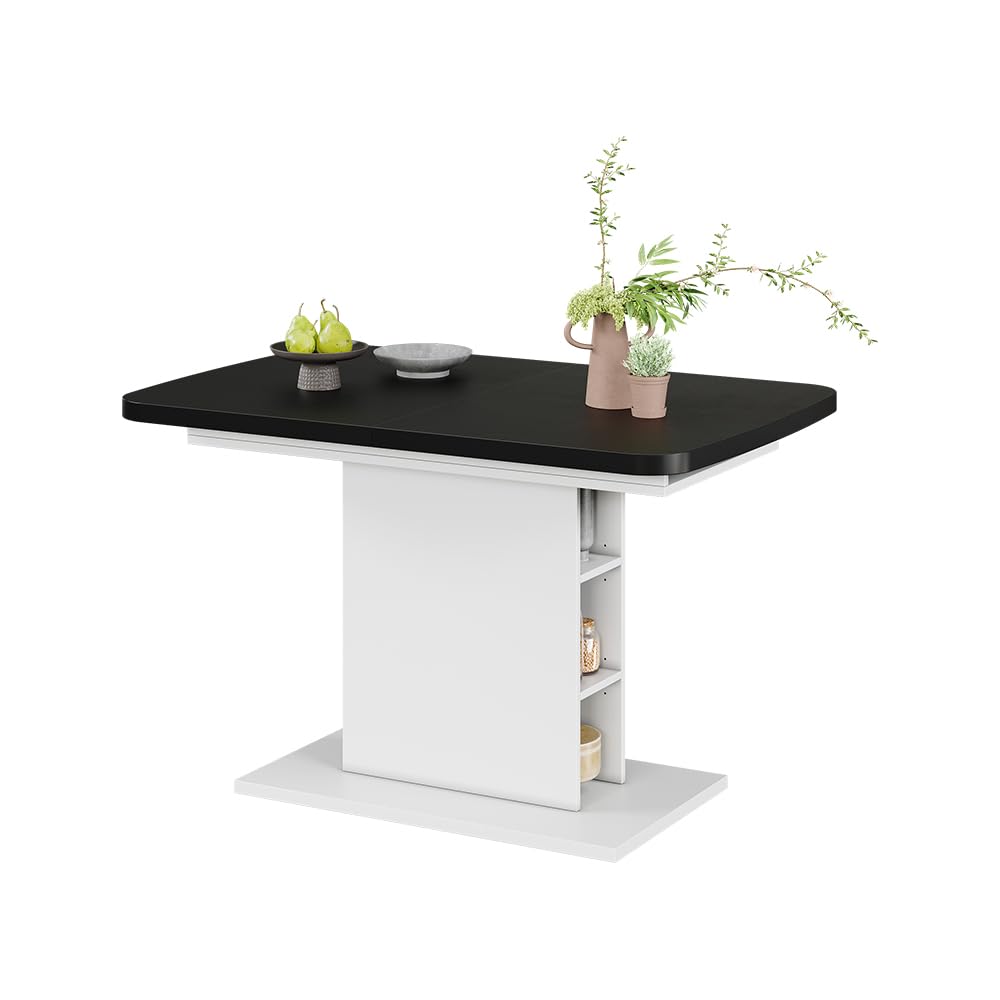 Vicco Mesa de Comedor Fenaro, Negro/Blanco, 120-160 x 80 cm