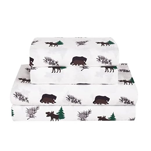 Aubrie Home Accents Galadriel Rustic Bear Moose 4-Piece Full Bed Sheet Set Microfiber Cabin Hunting Lodge