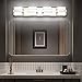 SOLFART 4 Lights Chrome Bathroom Light Fixtures Modern LED Bathroom Light Vanity Lights Over Mirror 27 inch White Light Dimmable