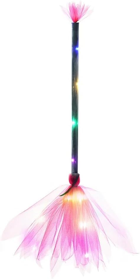 Halloween Witch Broom with LED Light,Witch Decoration Props