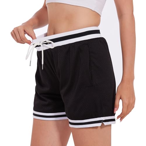 HEALONG Women Basketball Athletic Shorts: Double Mesh Inch