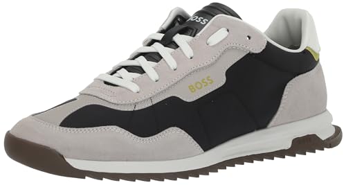 Image of BOSS Men's Zayn Low Profile Suede Leather Two Tone Sneaker