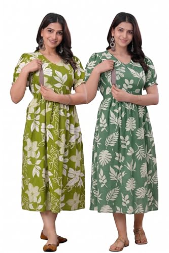 Image of Women's Maternity Kurti for Feeding Zippers | Feeding Kurtis for Women with Concealed Zip for Pre & Post Pregnancy (Combo Pack of 2 Kurti)
