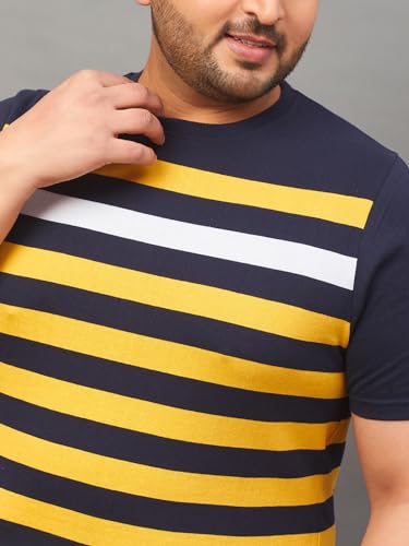 Image of AUSTIVO Men's Plus Size Half Sleeve Striper T-Shirt 191A