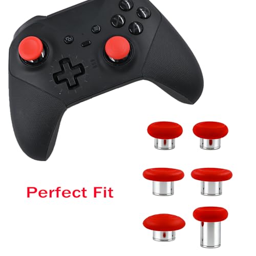 Image of 6 in 1 Metal Thumbsticks Replacement for Xbox Elite Series 2 Controllers, Thumbsticks for Elite Series 2 Core Controllers, Elite Series 2 Controller Replacement Thumbsticks (Red)