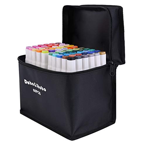 Dabo&Shobo 60 Colors Drawing Markers Dual Tip Markers Fine & Chisel Coloring Marker for Adult Coloring And Sketching